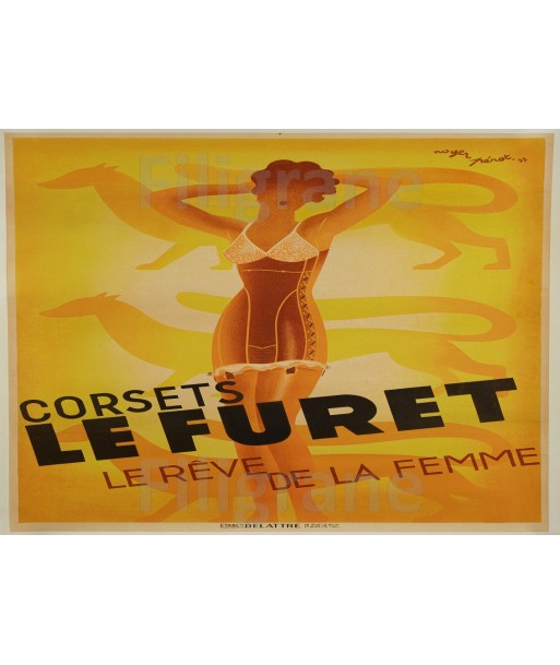 PUB LE FURET CORSET Rmja-POSTER/REPRODUCTION d1 AFFICHE VINTAGE Voir les baskets