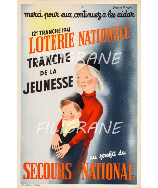 PUB LOTERIE NATIONALE 1941 Rcrc-POSTER/REPRODUCTION d1 AFFICHE VINTAGE livraison gratuite