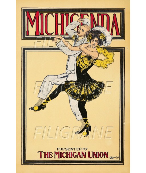 SPECTACLE MICHIGENDA DANSE Rmzy-POSTER/REPRODUCTION d1 AFFICHE VINTAGE de pas cher