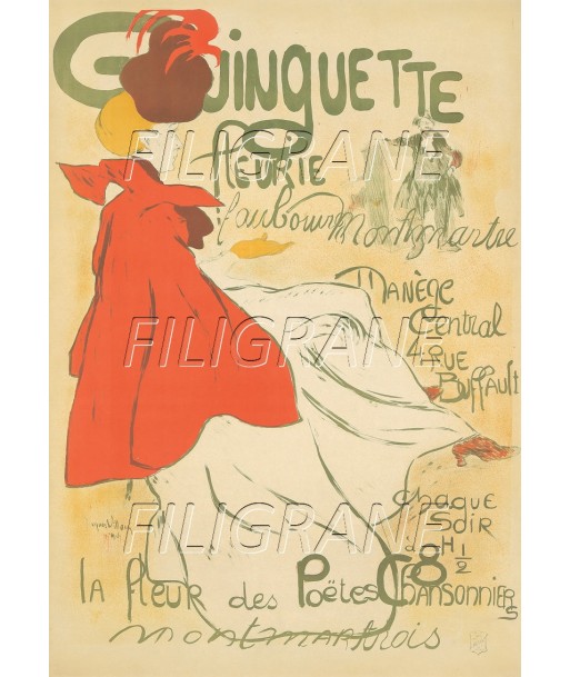 SPECTACLE MONTMARTRE GUINGUETTE Rdde-POSTER/REPRODUCTION d1 AFFICHE VINTAGE brillant des détails fins