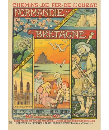 BATEAUX NORMANDIE Rf305-POSTER/REPRODUCTION d1 AFFICHE VINTAGE votre