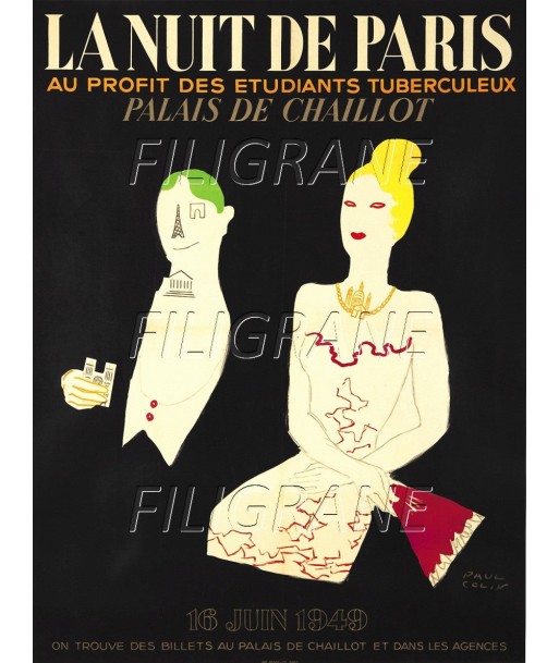 FêTES NUIT PARIS ETUDIANTS 1949 Rwxv-POSTER/REPRODUCTION d1 AFFICHE VINTAGE votre