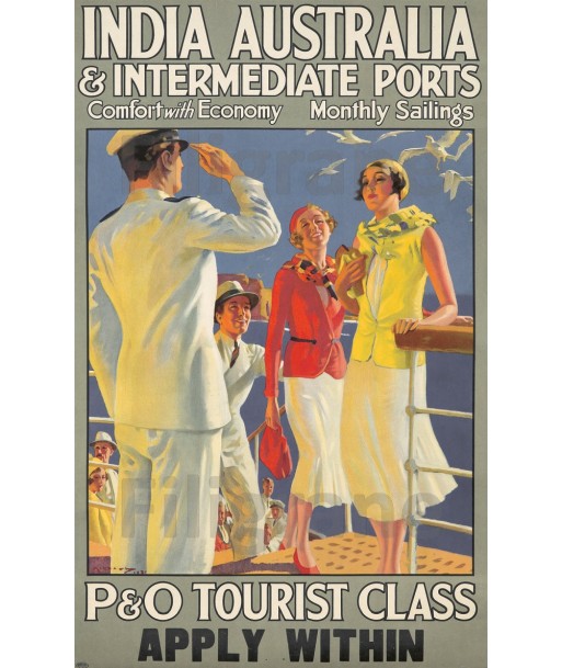 BATEAUX P & O TOURIST CLASS Rttr-POSTER/REPRODUCTION d1 AFFICHE VINTAGE les muscles