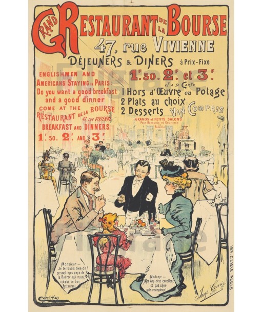 PUB RESTAURANT de la BOURSE Rveh-POSTER/REPRODUCTION d1 AFFICHE VINTAGE votre restaurant rapide dans 