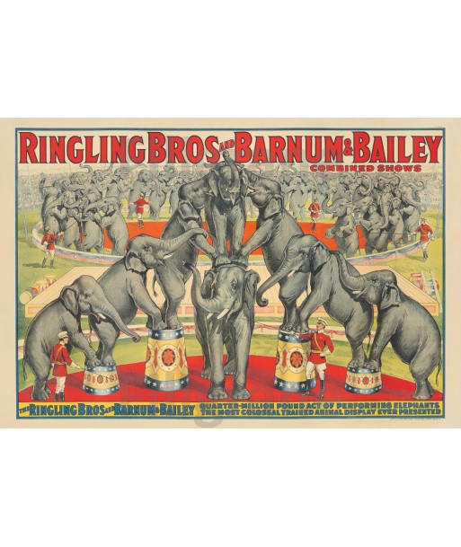 CIRQUE RINGLING BROS éLéPHANTS Ruho-POSTER/REPRODUCTION d1 AFFICHE VINTAGE le des métaux précieux