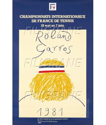 SPORT ROLAND GARROS 1981 TENNIS Rdcy-POSTER/REPRODUCTION d1 AFFICHE VINTAGE rembourrage situé sous