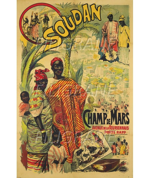 SPECTACLE SOUDAN CHAMP de MARS Rtmm-POSTER/REPRODUCTION d1 AFFICHE VINTAGE Véritable concentré