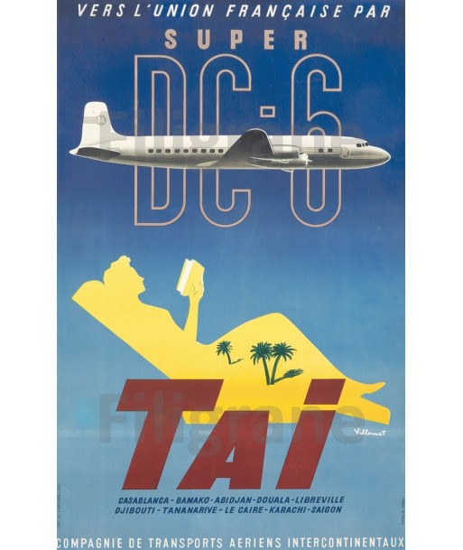 AVIATION TAI SUPER DC-6 Rf198-POSTER/REPRODUCTION d1 AFFICHE VINTAGE pas cher chine