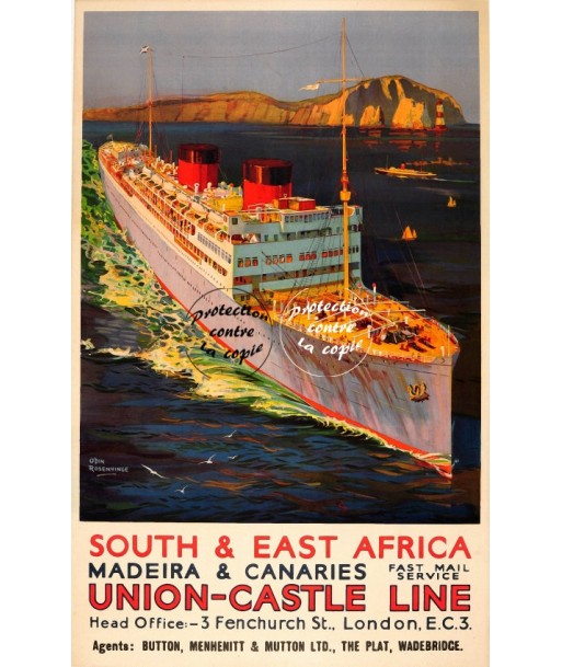 BATEAUX UNION CASTLE LINE Rf30-POSTER/REPRODUCTION d1 AFFICHE VINTAGE en ligne