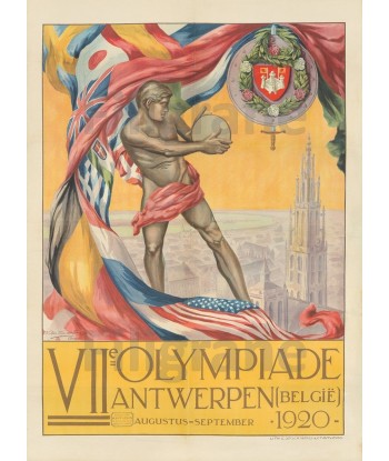 SPORT VII OLYMPIADE BELGIE 1920-POSTER/REPRODUCTION d1 AFFICHE VINTAGE shop