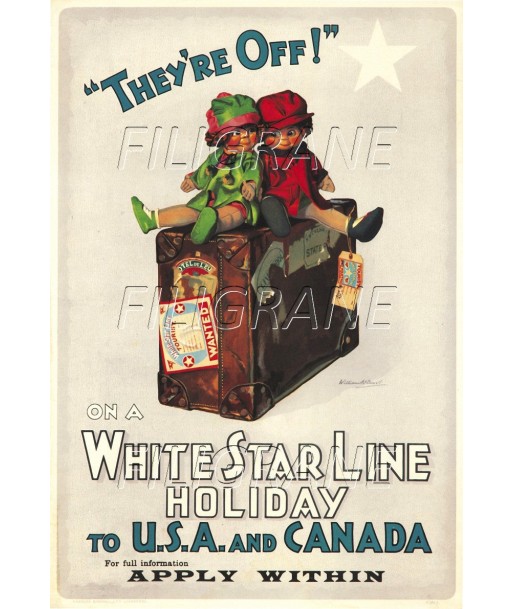 BATEAUX WHITE STAR LINE MALLE Rptb-POSTER/REPRODUCTION d1 AFFICHE VINTAGE plus qu'un jeu 