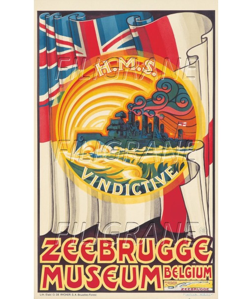 EXPO ZEEBRUGGE MUSEUM BELGIQUE Rgwu-POSTER/REPRODUCTION d1 AFFICHE VINTAGE sur le site 