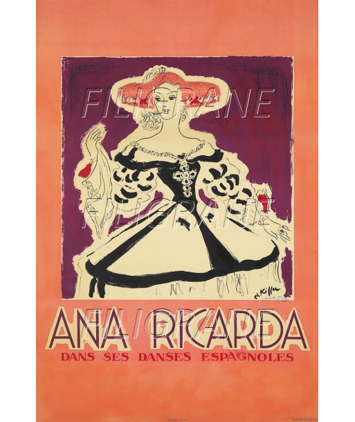 SPECTACLE Ana RICARDA DANSEUSE Rxcb-POSTER/REPRODUCTION d1 AFFICHE VINTAGE Venez acheter