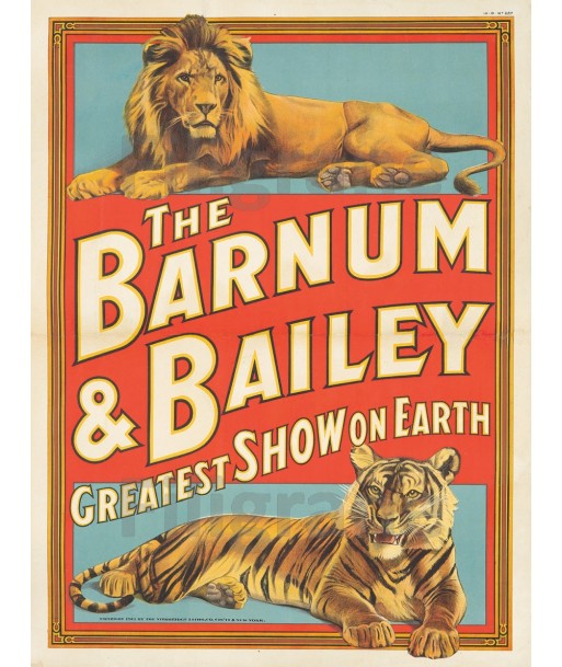 CIRQUE BARNUM BAILEY TIGRE LION Rbpg-POSTER/REPRODUCTION d1 AFFICHE VINTAGE rembourrage situé sous