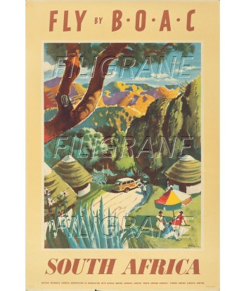 AIRLINES BOAC SOUTH AFRICA Rbvn-POSTER/REPRODUCTION d1 AFFICHE VINTAGE pas cher