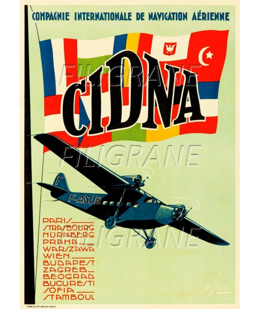 AVIATION CIDNA Cie NAVIGATION Rhjz-POSTER/REPRODUCTION d1 AFFICHE VINTAGE Les magasins à Paris et en Île-de-France