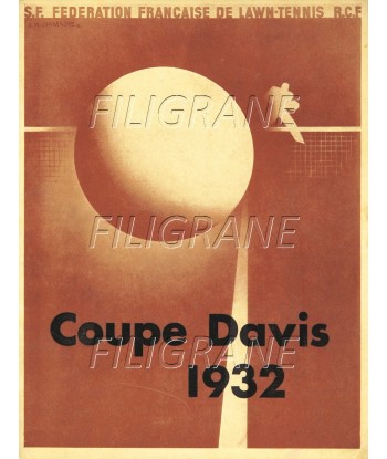 SPORT COUPE DAVIS 1932 TENNIS Rodf-POSTER/REPRODUCTION d1 AFFICHE VINTAGE brillant des détails fins