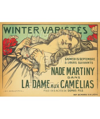 LA DAME aux CAMéLIAS THEATRE Rkle-POSTER/REPRODUCTION d1 AFFICHE VINTAGE en linge