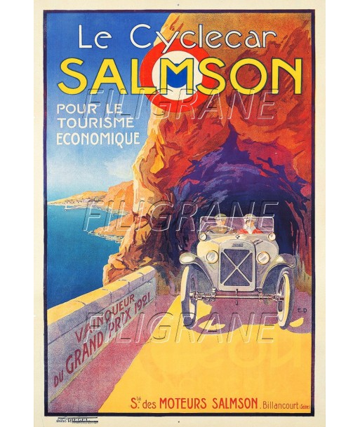 SALMSON CYCLECAR Rsnv-POSTER/REPRODUCTION d1 AFFICHE VINTAGE Les magasins à Paris