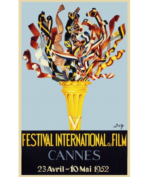 FESTIVAL de CANNES 1952 CINéMA - POSTER 90x145cm d1 AFFICHE VINTAGE livraison et retour toujours gratuits