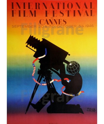 FESTIVAL de CANNES 1946 CINéMA modèle 2 - POSTER 60x85cm d1 AFFICHE VINTAGE basket pas cher