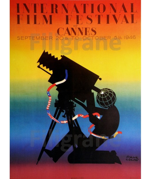 FESTIVAL de CANNES 1946 CINéMA modèle 2 - POSTER 60x85cm d1 AFFICHE VINTAGE basket pas cher