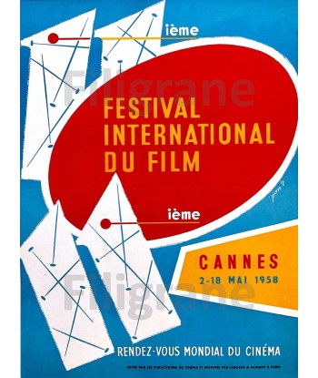 FESTIVAL de CANNES 1958 CINéMA - POSTER 90x125cm d1 AFFICHE VINTAGE shop