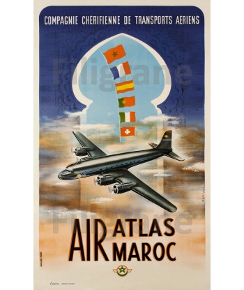 AIRLINES AIR ATLAS MAROC Rwwz-POSTER/REPRODUCTION d1 AFFICHE VINTAGE paiement sécurisé