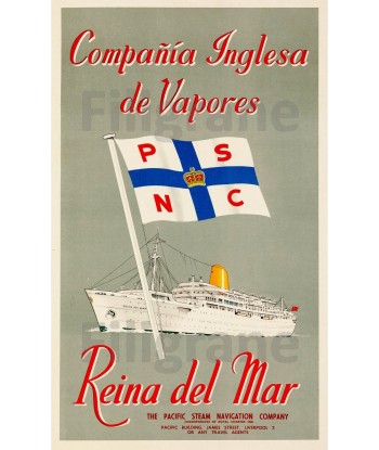 REINA del MAR PAQUEBOT Rltl-POSTER/REPRODUCTION d1 AFFICHE VINTAGE hantent personnes