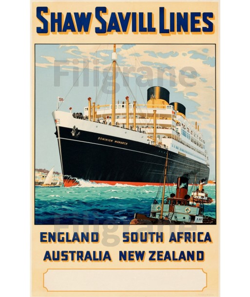 SHAW SAVILL LINES PAQUEBOT Rbpy-POSTER/REPRODUCTION d1 AFFICHE VINTAGE pas cher chine