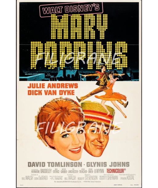 MARY POPPINS FILM Rlps-POSTER/REPRODUCTION d1 AFFICHE VINTAGE la livraison gratuite