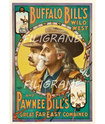 SPECTACLE BUFFALO BILL PAWNEE BILL Rokb-POSTER/REPRODUCTION d1 AFFICHE VINTAGE du meilleur 