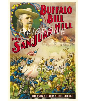 SPECTACLE BUFFALO BILL SAN JUAN HILL Rlew-POSTER/REPRODUCTION d1 AFFICHE VINTAGE votre