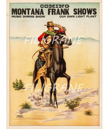 SPECTACLE MONTANA FRANK SHOWS Rbkd-POSTER/REPRODUCTION d1 AFFICHE VINTAGE en linge