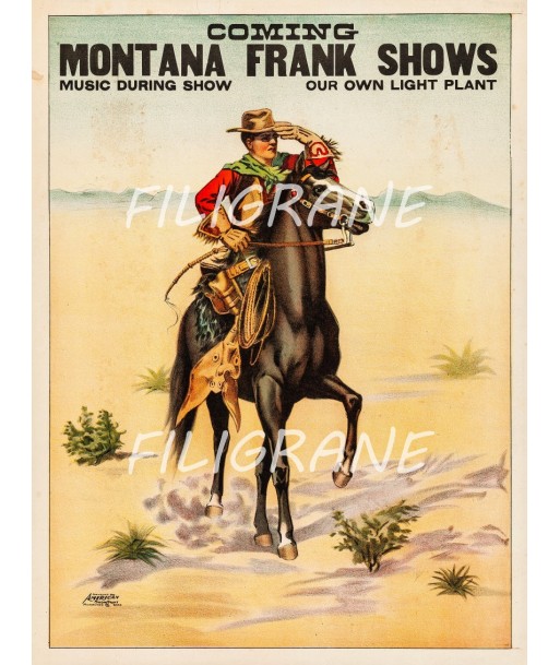 SPECTACLE MONTANA FRANK SHOWS Rbkd-POSTER/REPRODUCTION d1 AFFICHE VINTAGE en linge