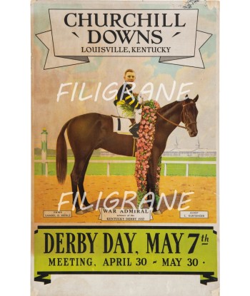 SPORT CHURCHILL DOWNS DERBY 1937 Raxg-POSTER/REPRODUCTION d1 AFFICHE VINTAGE Par le système avancé 