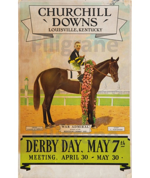 SPORT CHURCHILL DOWNS DERBY DAY Rqcp-POSTER/REPRODUCTION d1 AFFICHE VINTAGE Véritable concentré