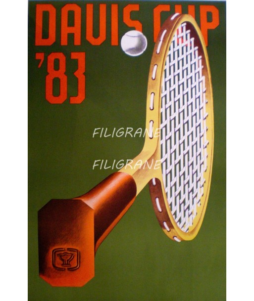 SPORT DAUIS CUP 1983 TENNIS Rdzo-POSTER/REPRODUCTION d1 AFFICHE VINTAGE solde