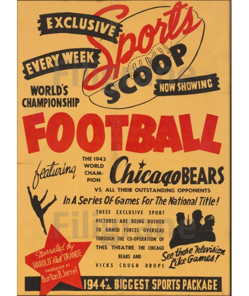 SPORT FOOTBALL CHICAGO BEARS Rwwf-POSTER/REPRODUCTION d1 AFFICHE VINTAGE d'Europe débarque