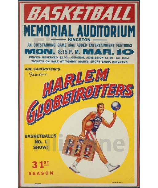 SPORT HARLEM GLOBETROTTERS Rzvq-POSTER/REPRODUCTION d1 AFFICHE VINTAGE de l' environnement