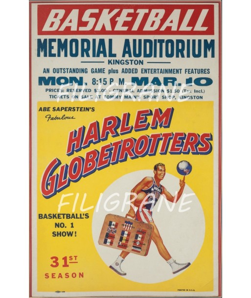 SPORT HARLEM GLOBTROTTERS BASKET Rrjx-POSTER/REPRODUCTION d1 AFFICHE VINTAGE l'achat 