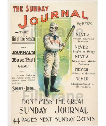 SPORT SUNDAY JOURNAL BASE BALL Rdwd-POSTER/REPRODUCTION d1 AFFICHE VINTAGE offre 