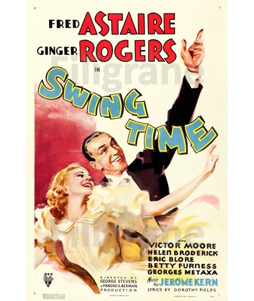 SWING TIME FILM Rizw-POSTER/REPRODUCTION d1 AFFICHE VINTAGE soldes