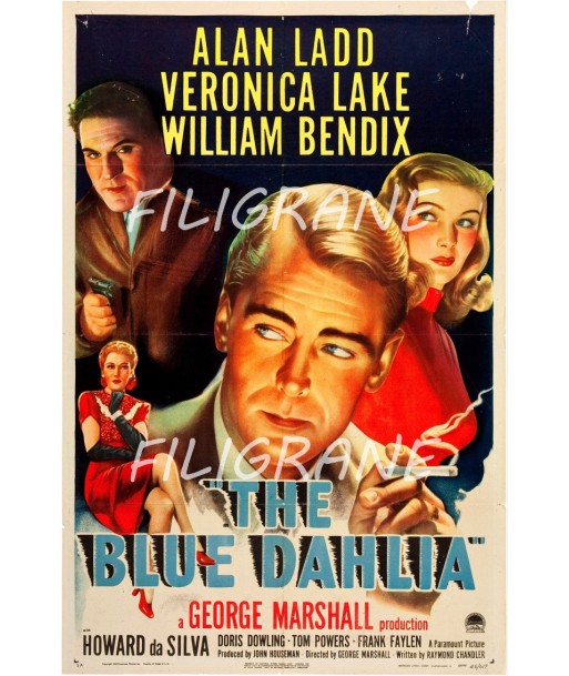 THE BLUE DAHLIA FILM Rbrc-POSTER/REPRODUCTION d1 AFFICHE VINTAGE acheter