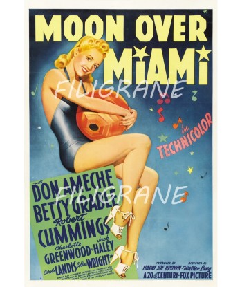 MOON OVER MIAMI FILM Rasa-POSTER/REPRODUCTION d1 AFFICHE VINTAGE paiement sécurisé