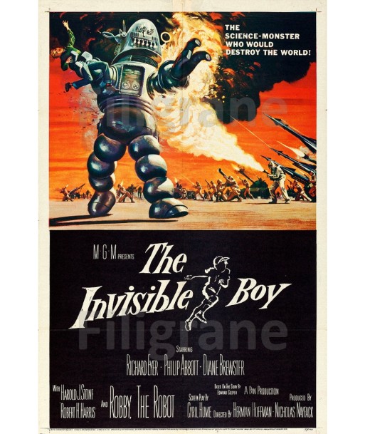 THE INVISIBLE BOY FILM Relf-POSTER/REPRODUCTION d1 AFFICHE VINTAGE pas cher