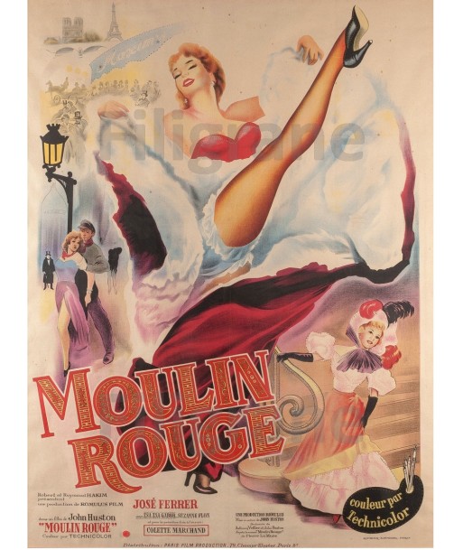 MOULIN ROUGE FILM Rtns-POSTER/REPRODUCTION d1 AFFICHE VINTAGE rembourrage situé sous