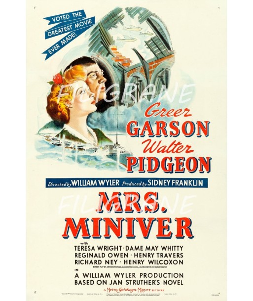 MRS MINIVER FILM Rdzm-POSTER/REPRODUCTION d1 AFFICHE VINTAGE Jusqu'à 80% De Réduction