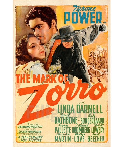 THE MARK of ZORRO FILM Rolw-POSTER/REPRODUCTION d1 AFFICHE VINTAGE est présent 