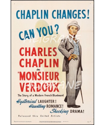 Mr VERDOUX FILM CHAPLIN Rmba-POSTER/REPRODUCTION d1 AFFICHE VINTAGE des créatures d'habitude